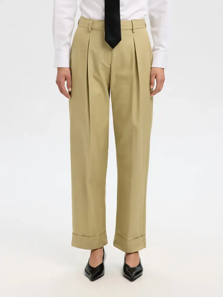 Selected Femme Tapered Dora MW Pant Slate Green