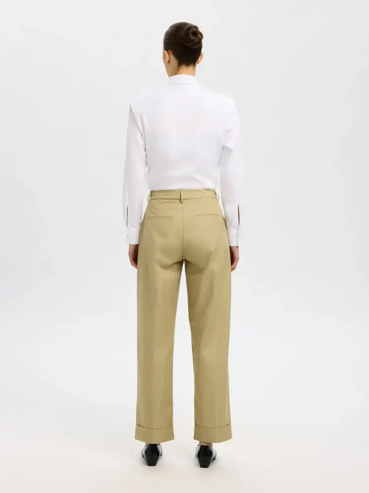 Selected Femme Tapered Dora MW Pant Slate Green