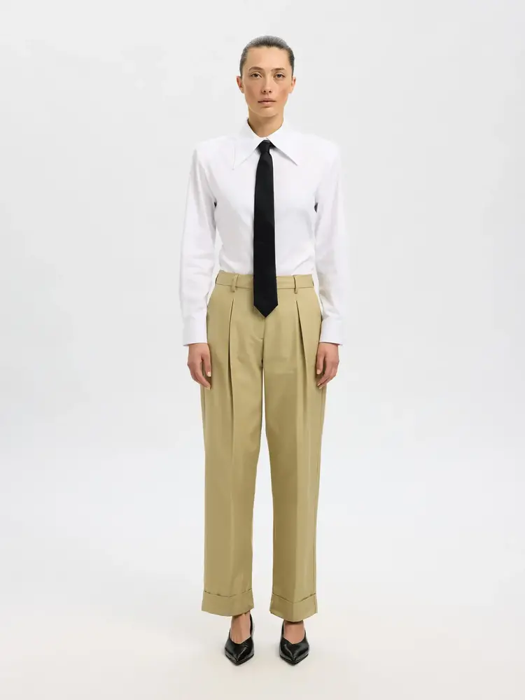Selected Femme Tapered Dora MW Pant Slate Green
