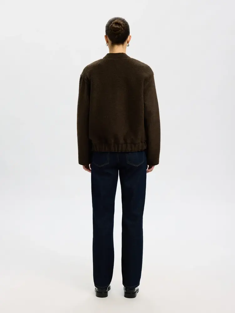 Selected Femme Reign Wool Blend Bomber Jacket Delicioso Melange