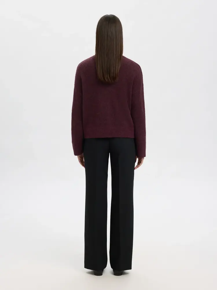 Selected Femme Sia Ras LS Knit Zipper Cardigan Noos Fig Melange