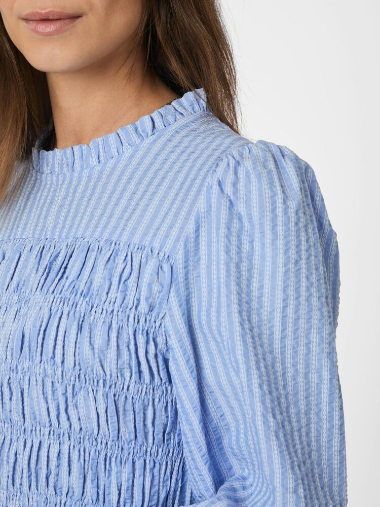 Neo Noir Possa Twist Stripe Blouse Light Blue