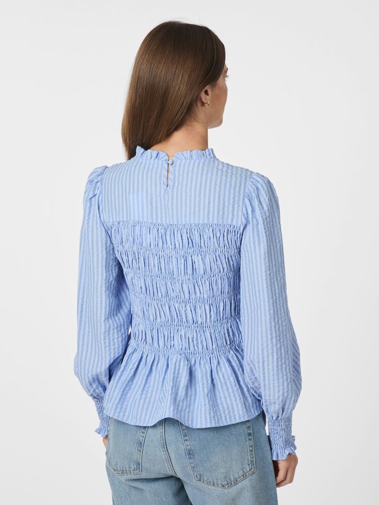 Neo Noir Possa Twist Stripe Blouse Light Blue