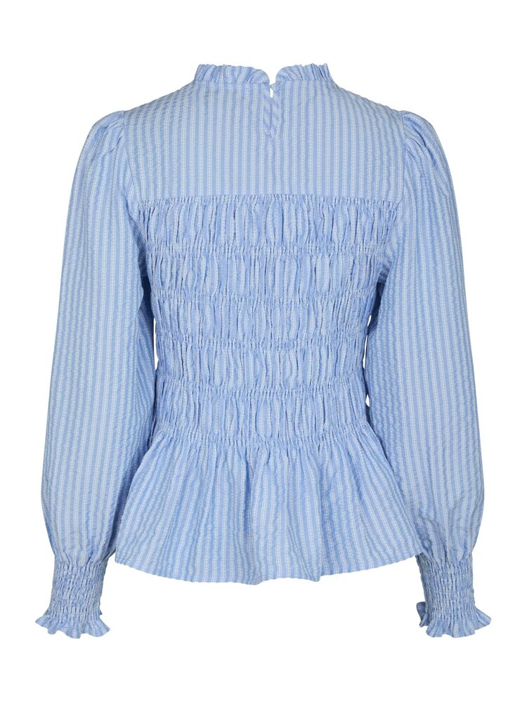 Neo Noir Possa Twist Stripe Blouse Light Blue