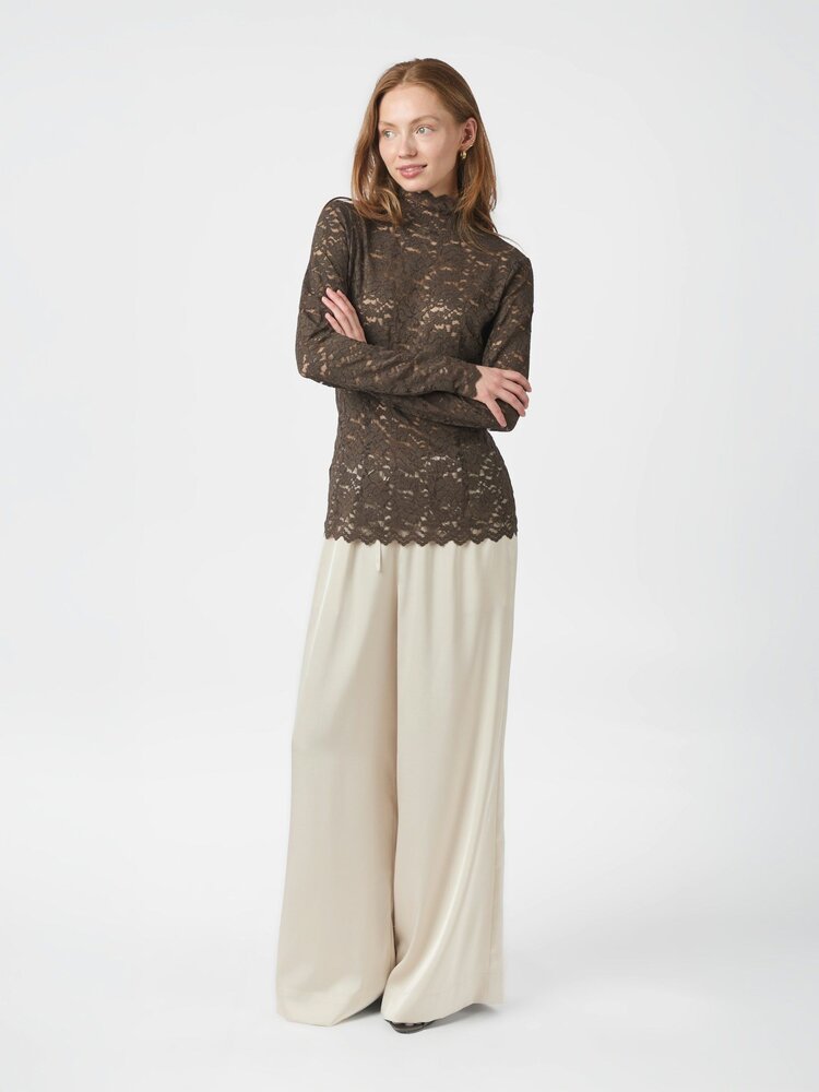 Neo Noir Liza Laceflower Blouse Chocolate Brown