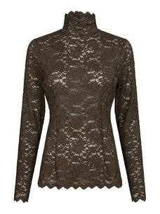 Neo Noir Liza Laceflower Blouse Chocolate Brown