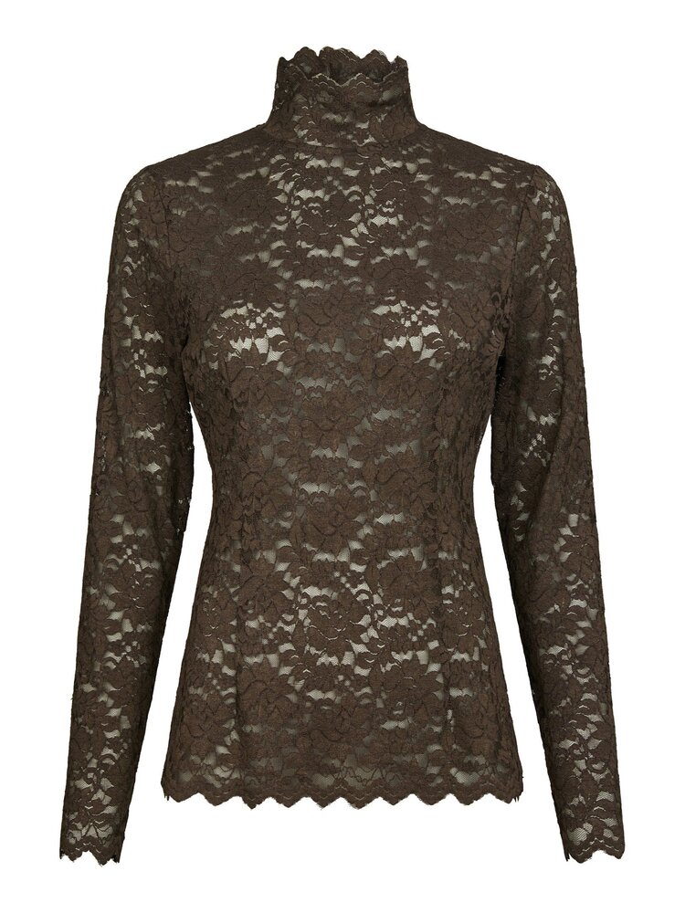 Neo Noir Liza Laceflower Blouse Chocolate Brown