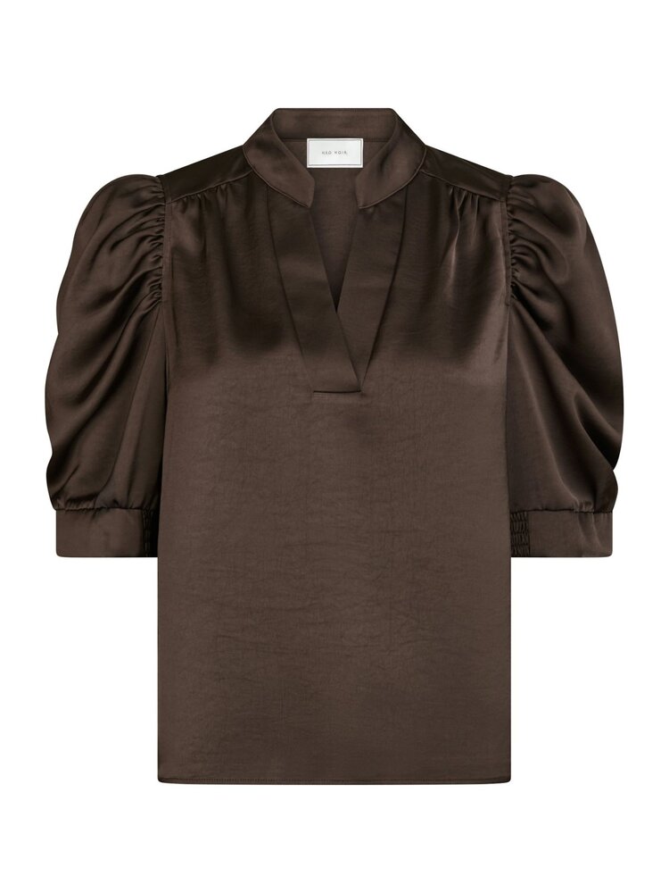 Neo Noir Roella Heavy Sateen Blouse Dark Brown