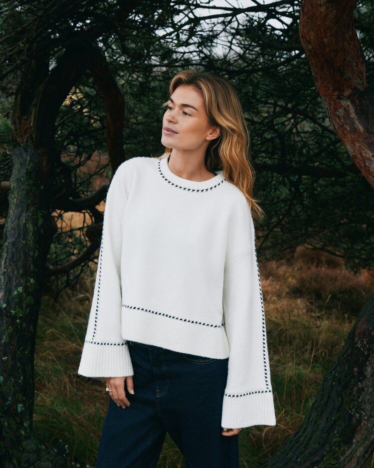 Neo Noir Roeme Knit Stich Blouse Off White