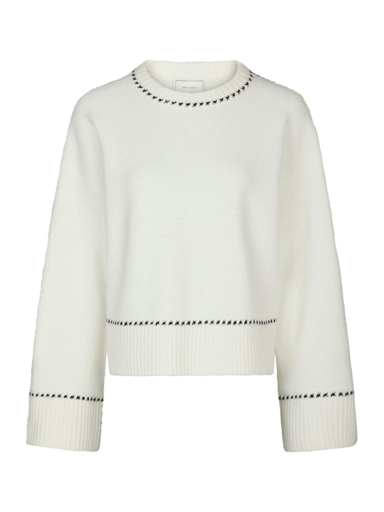 Neo Noir Roeme Knit Stich Blouse Off White