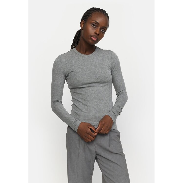 Soft Rebels Roman O-neck Medium Grey Melange