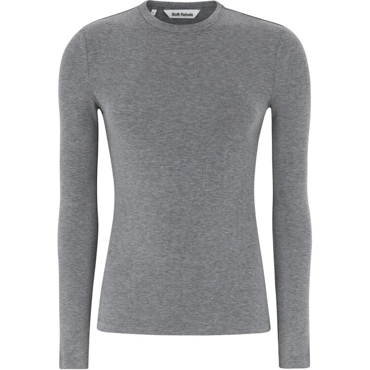 Soft Rebels Roman O-neck Medium Grey Melange