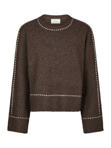 Neo Noir Roeme Knit Stitch Blouse Brown Melange
