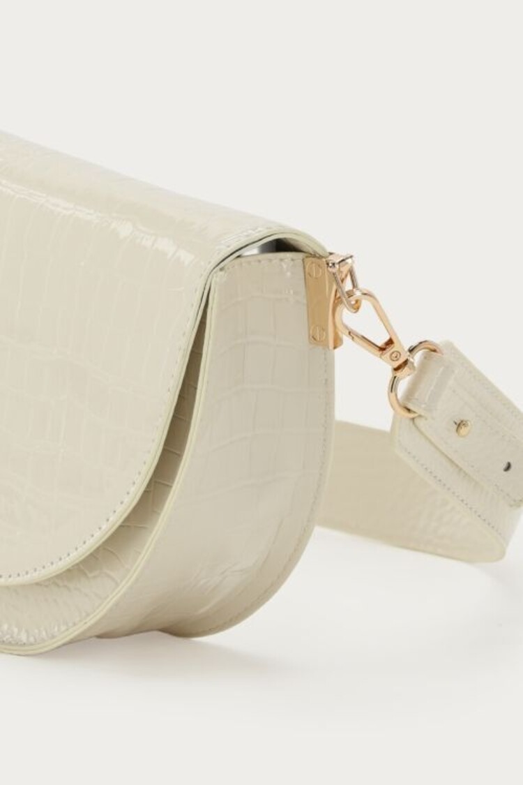 My Jewellery Witte Half Ronde Schoudertas Met Crocoprint