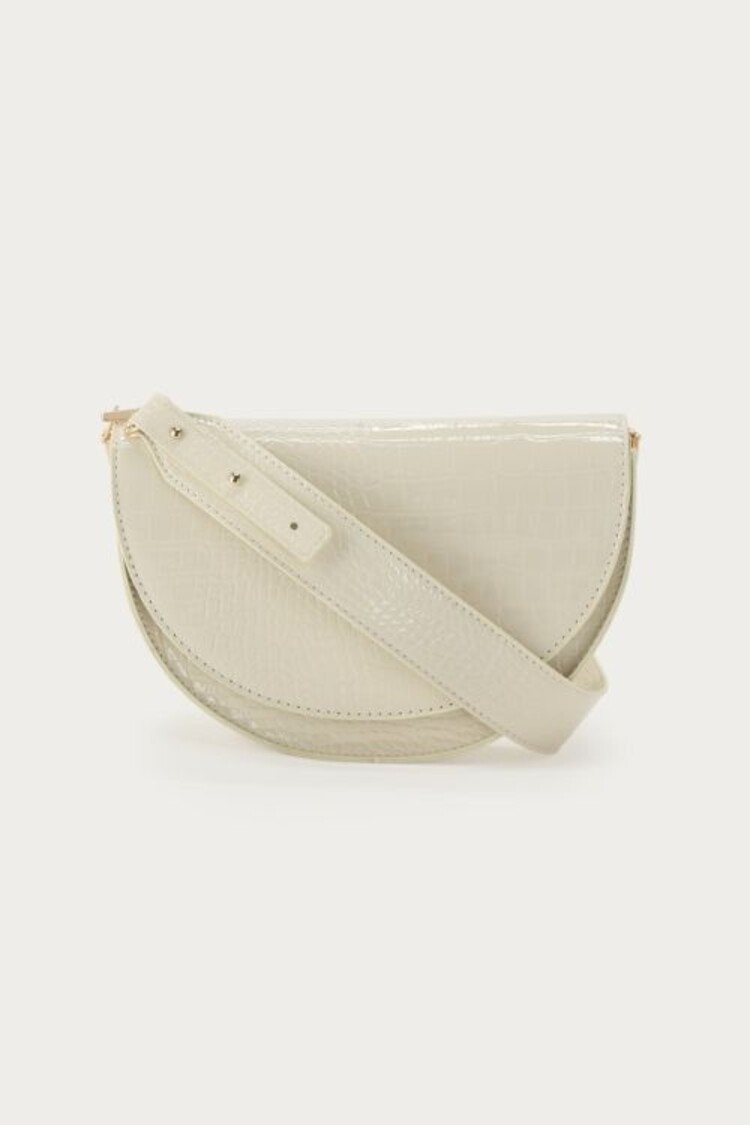 My Jewellery Witte Half Ronde Schoudertas Met Crocoprint