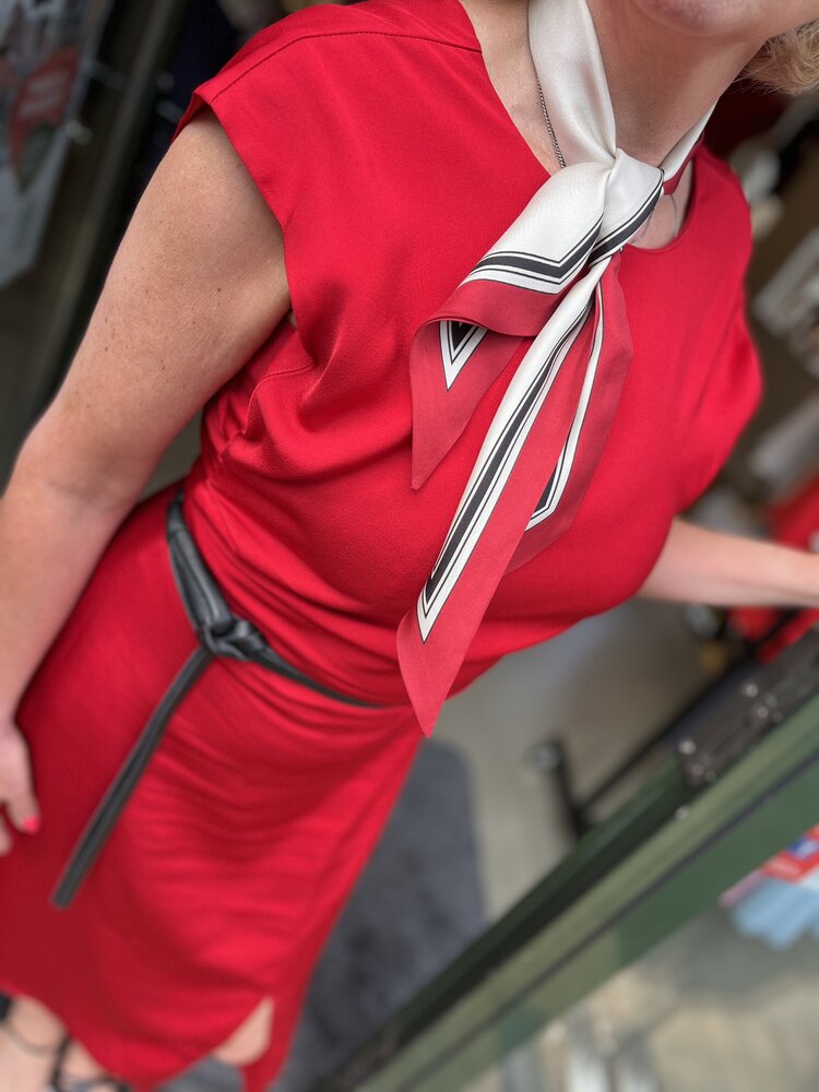 Selected Femme Leonore Slim SL Midi Dress B Equestrian Red