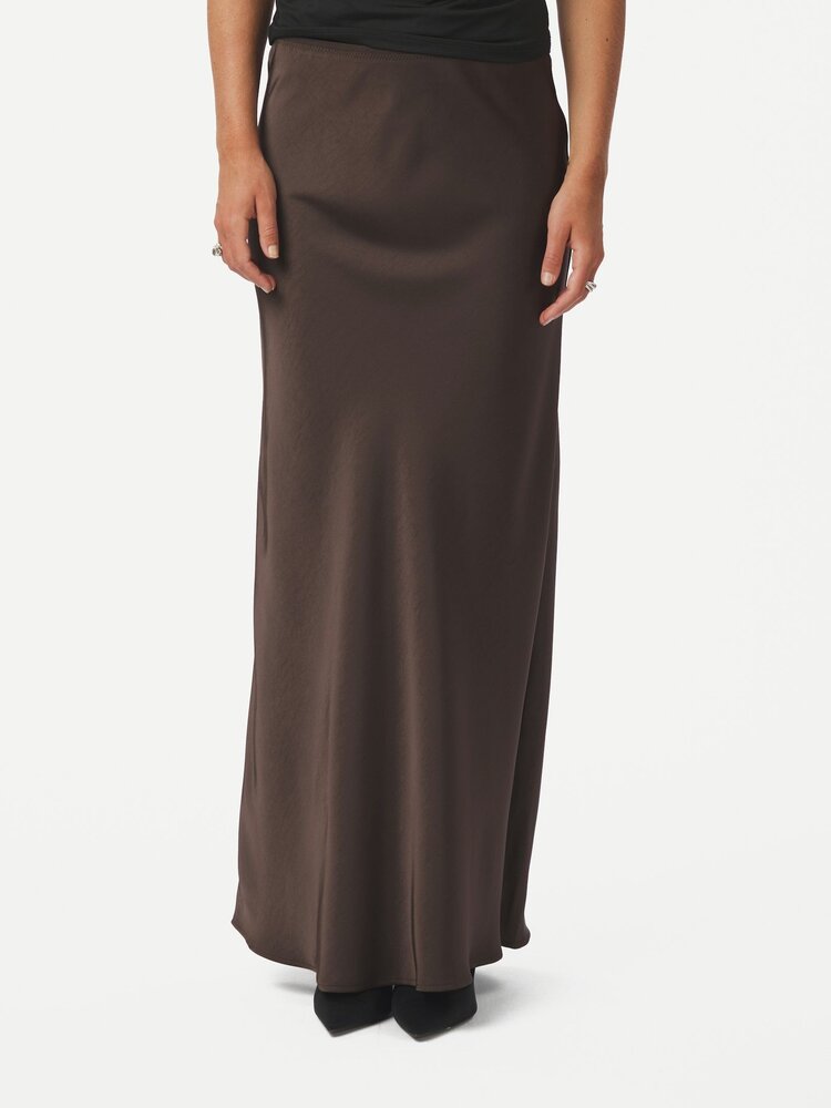 Neo Noir Vicky Heavy Sateen Skirt Dark Brown