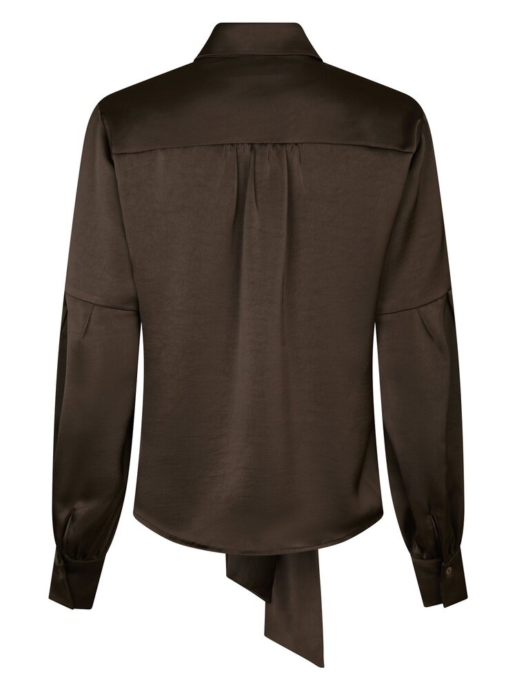 Neo Noir Naja Satin Shirt Dark Brown