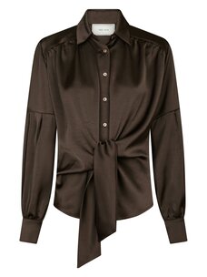 Neo Noir Naja Satin Shirt Dark Brown