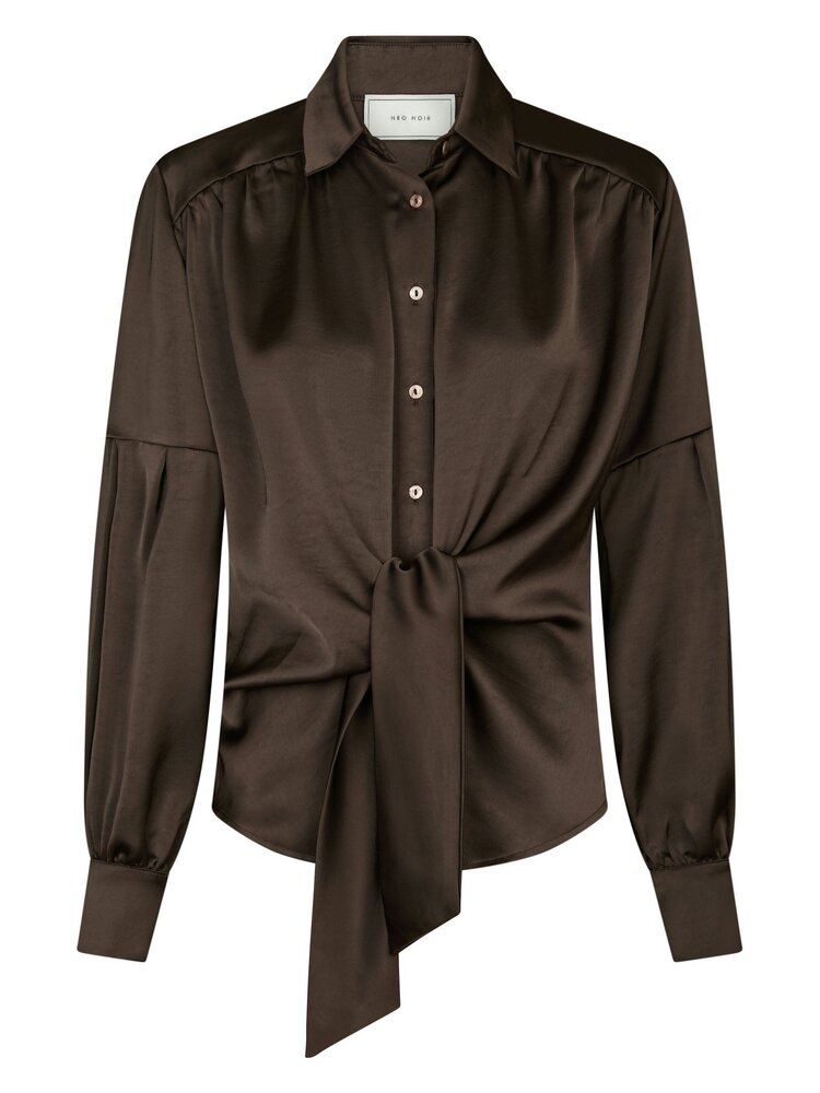 Neo Noir Naja Satin Shirt Dark Brown