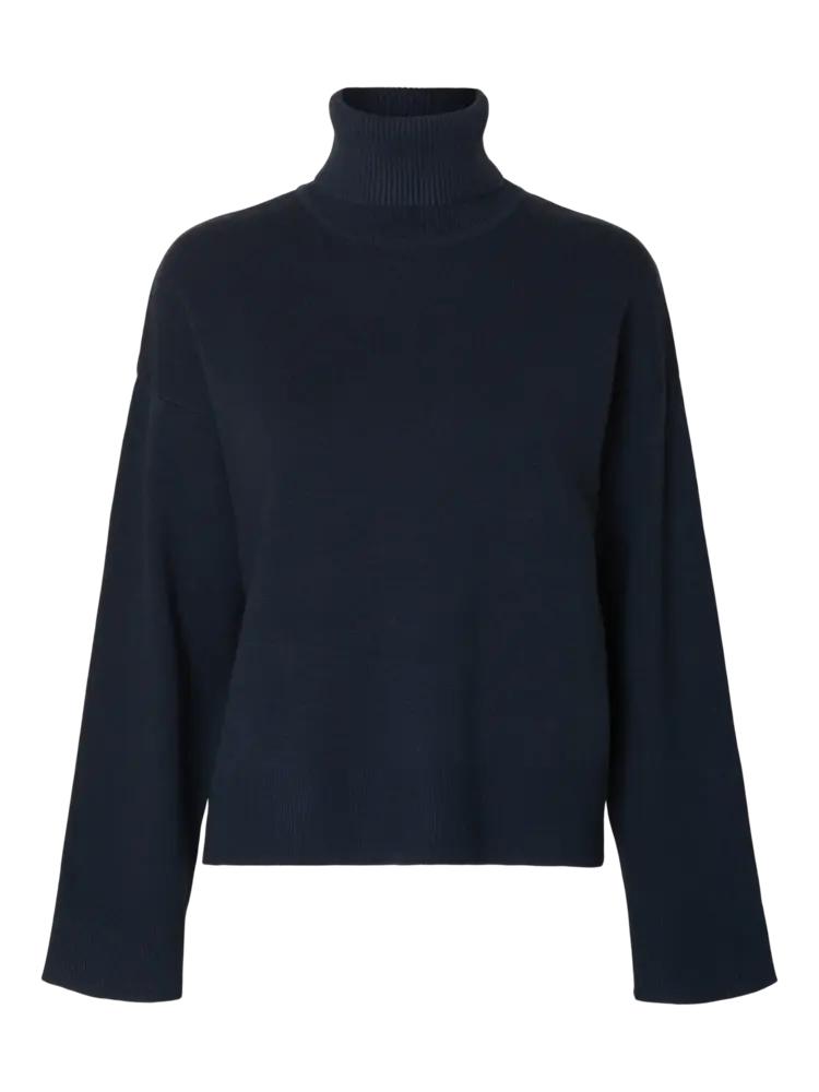 Selected Femme Kamma LS Knit Roll Neck Noos Dark Sapphire