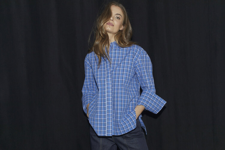 Co'Couture AngelicaCC Check Shirt Blue