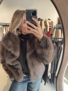 Neo Noir Stephanie Faux Fur Jacket Brown