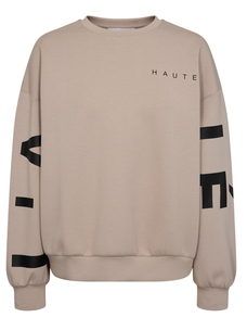 Haute L'Amitié Maxi Split Logo Sweat Beige