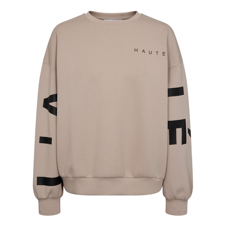 Haute L'Amitié Maxi Split Logo Sweat Beige