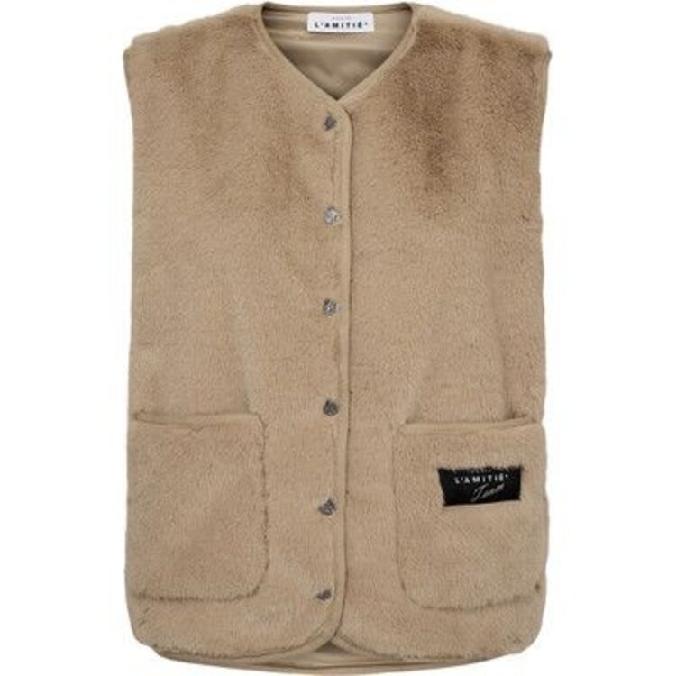 Haute L'Amitié New Fur Tech Vest Beige