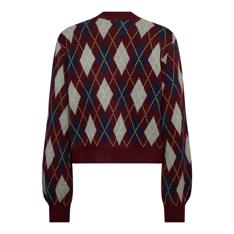 Co'Couture RowCC Check Cardigan Winered