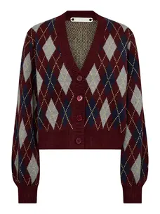 Co'Couture RowCC Check Cardigan Winered