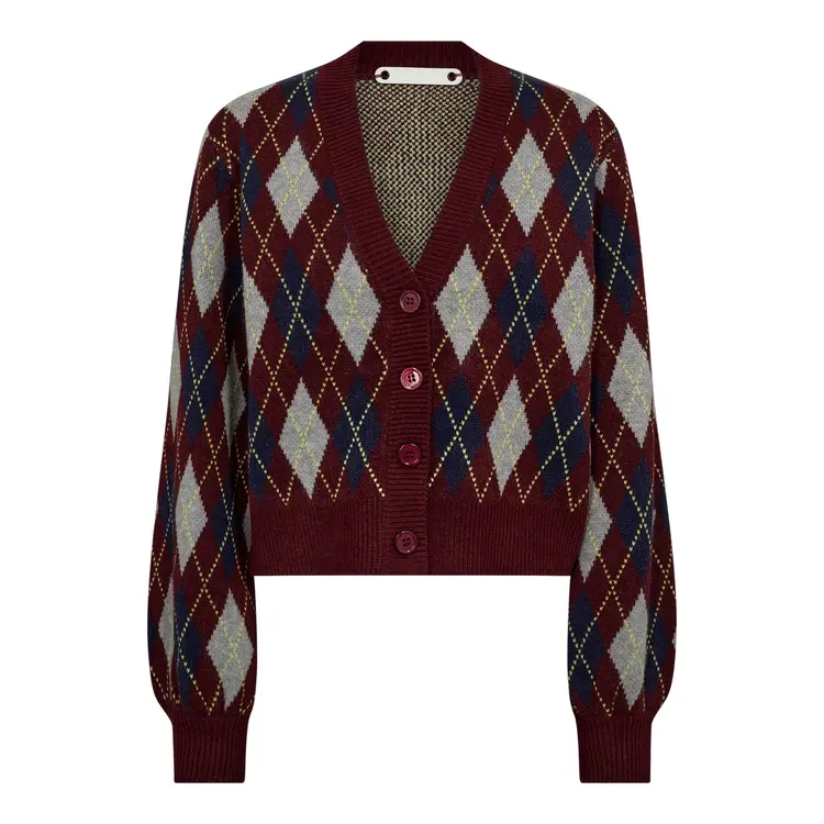Co'Couture RowCC Check Cardigan Winered