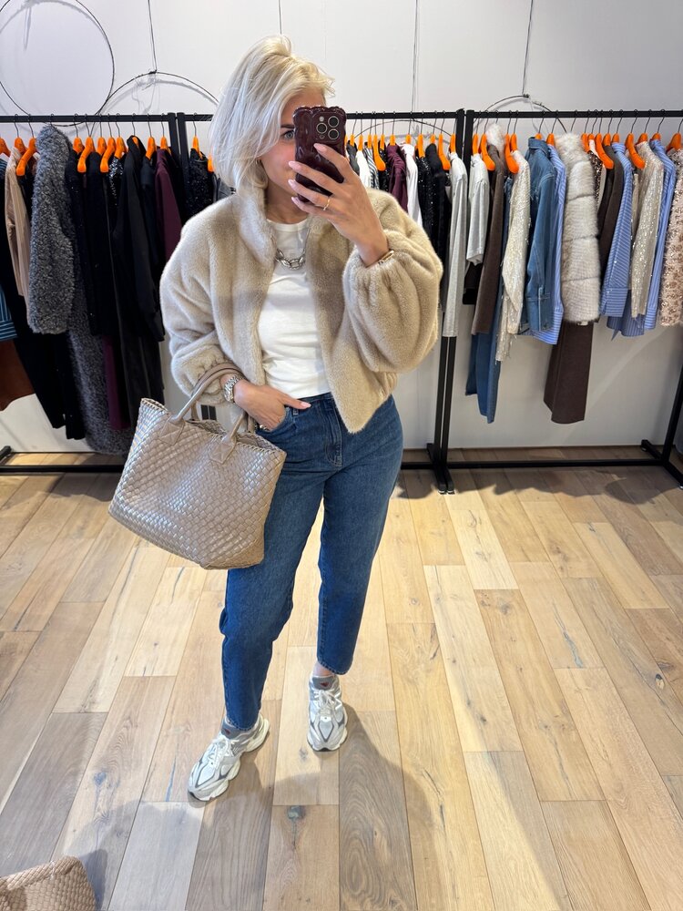 Co'Couture FeraCC Faux Fur Jacket Creme