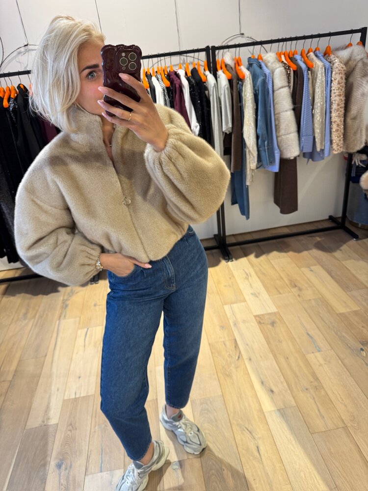 Co'Couture FeraCC Faux Fur Jacket Creme