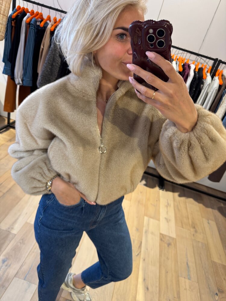Co'Couture FeraCC Faux Fur Jacket Creme