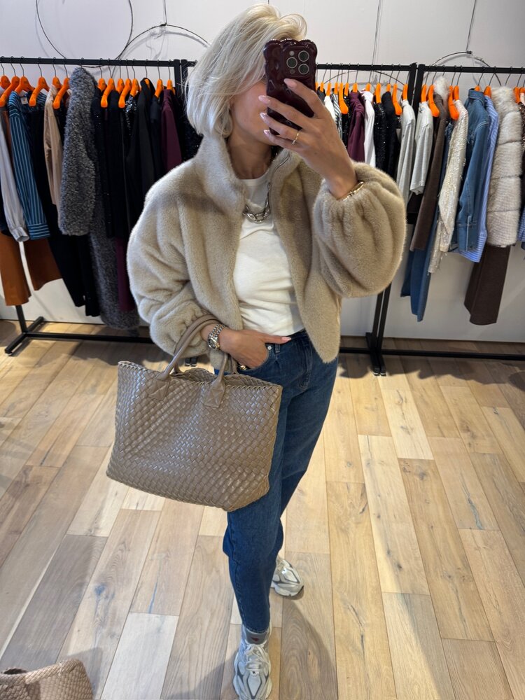 Co'Couture FeraCC Faux Fur Jacket Creme