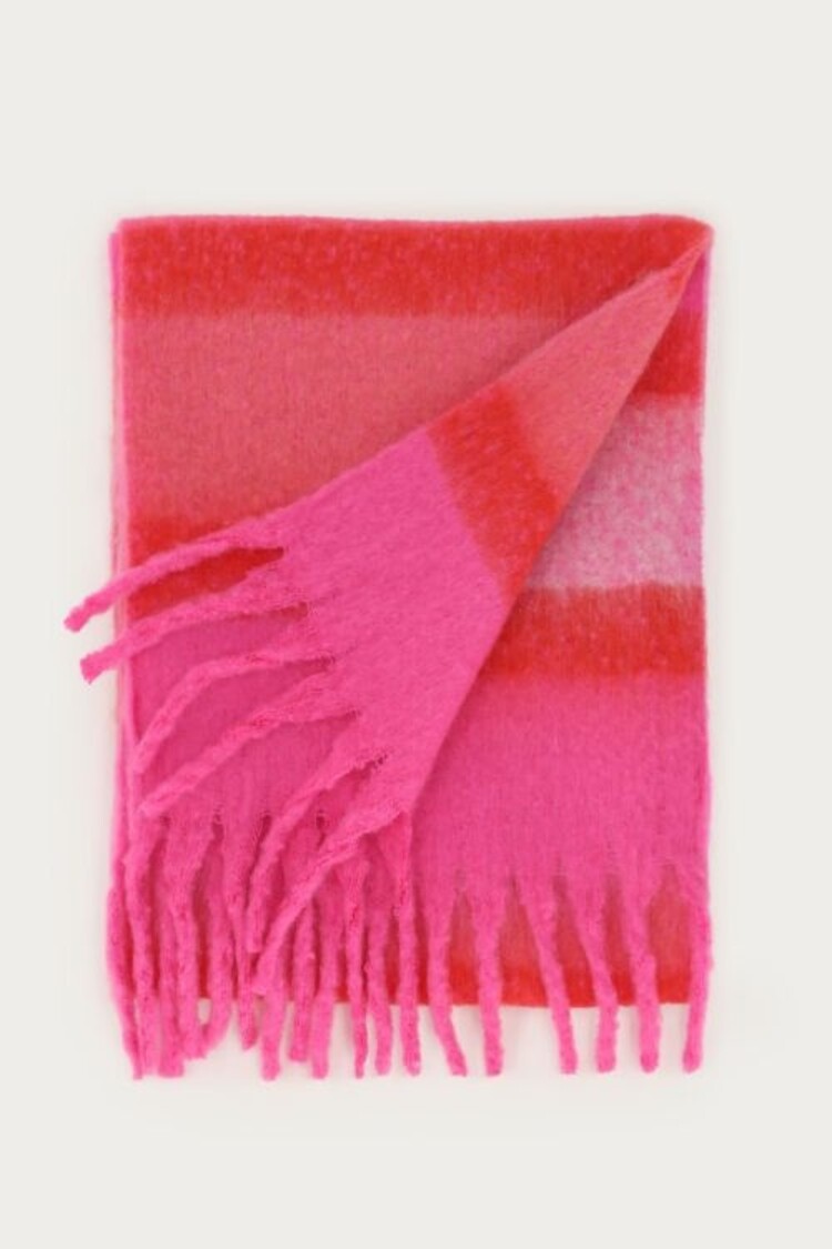 My Jewellery Roze Sjaal Met Strepen En Franjes