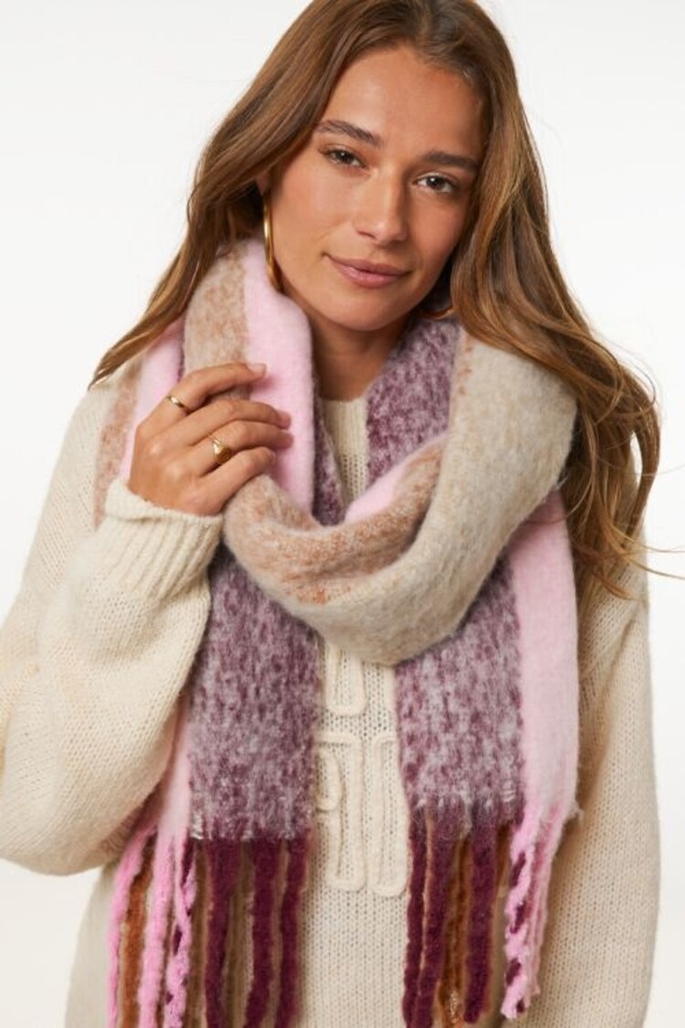 My Jewellery Roze En Burgundy Gestreepte Sjaal