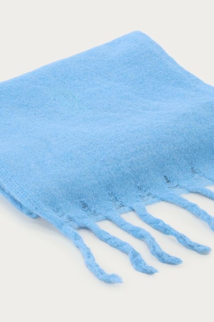 My Jewellery Lichtblauw Gebreide Sjaal Met Franjes