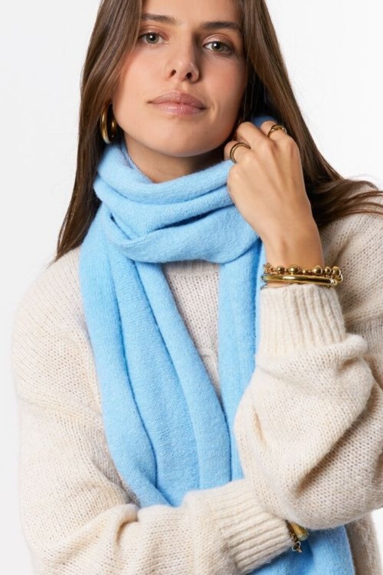 My Jewellery Lichtblauw Gebreide Sjaal Met Franjes