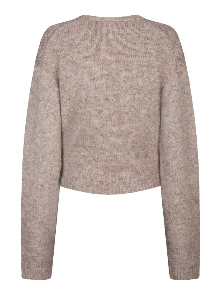 Neo Noir Ronia Knit Wrap Knit Cardigan Beige Melange