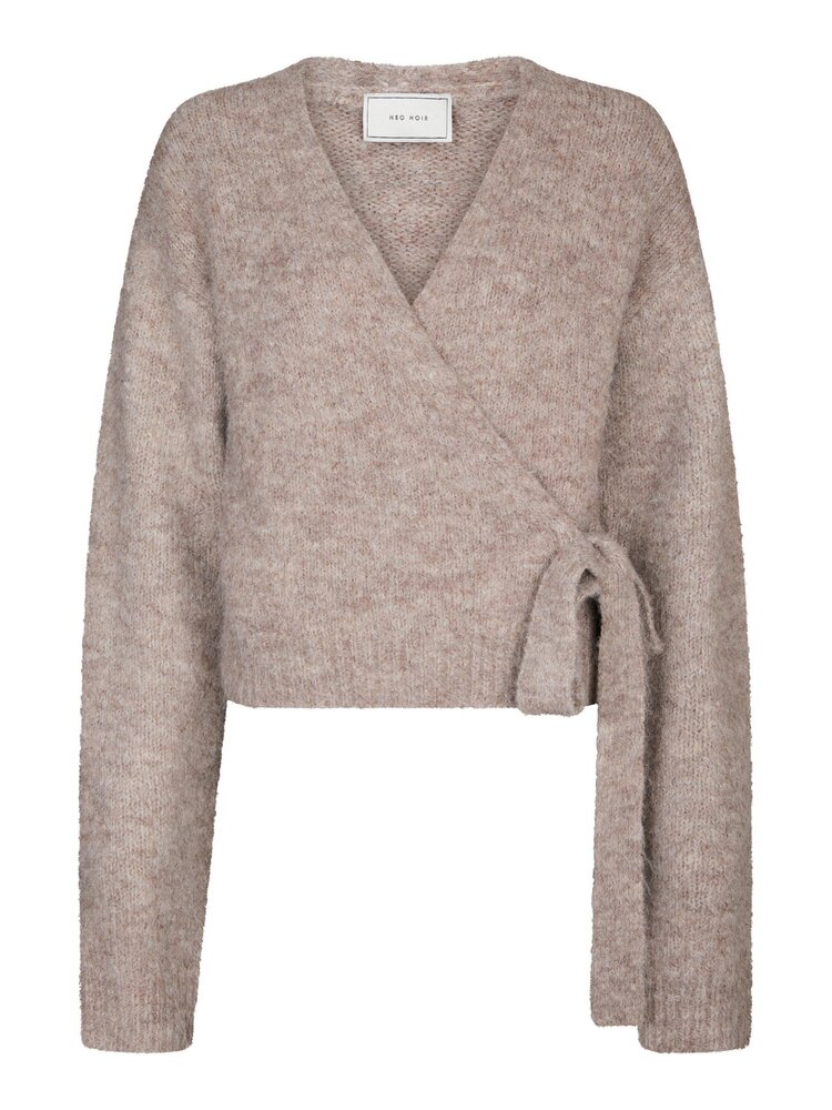 Neo Noir Ronia Knit Wrap Knit Cardigan Beige Melange