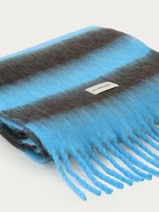 My Jewellery Blauwe Sjaal Met Bruine  Strepen En Franjes