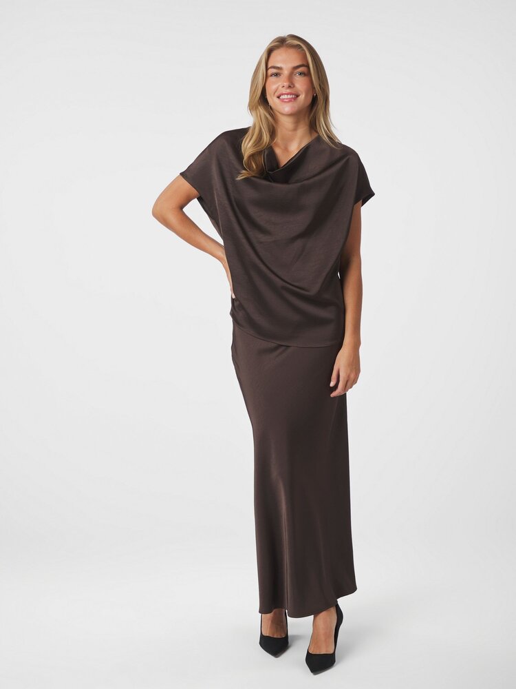 Neo Noir Annabeth Heavy Sateen Tee Dark Brown