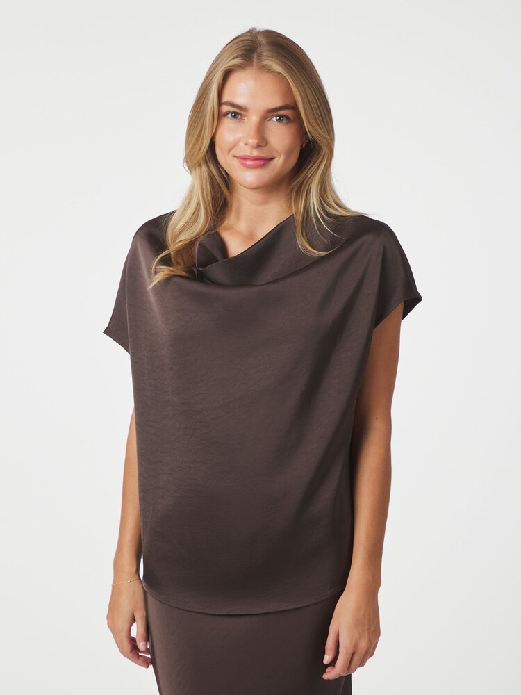Neo Noir Annabeth Heavy Sateen Tee Dark Brown