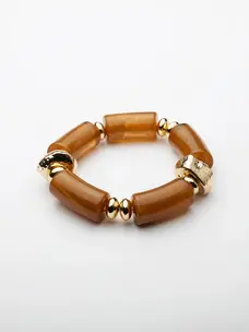 Bow19 Luna Bead Bracelet Dark Camel W Gold