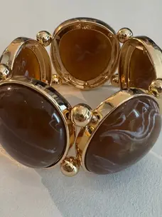 Bow19 Vala Elastic Bracelet Gold W Brown