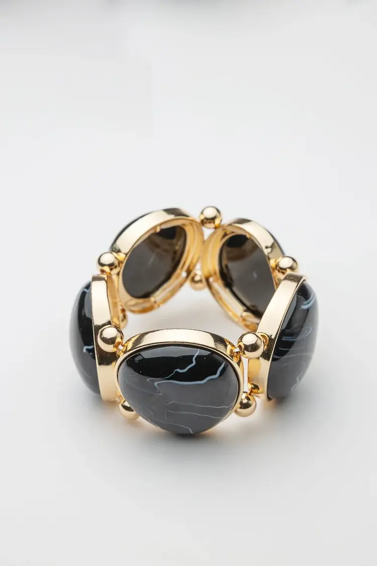 Bow19 Vala Elastic Bracelet Gold W Black