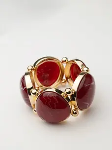 Bow19 Vala Elastic Bracelet Gold W Deep Red